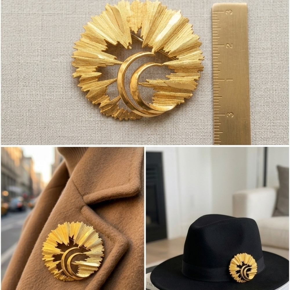 Gold Sunburst Lapel Pin - Men's Accessory